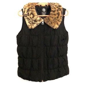 Girls Quilted Puffer Vest w Faux Fur Color NWOT